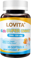 LOVITA Kid’s Super Smart, Omega-3 for Children, 180 mg Total DHA & EPA, Lemon Flavor Fish Oil, Support Brain & Vision Health, 30 Softgels