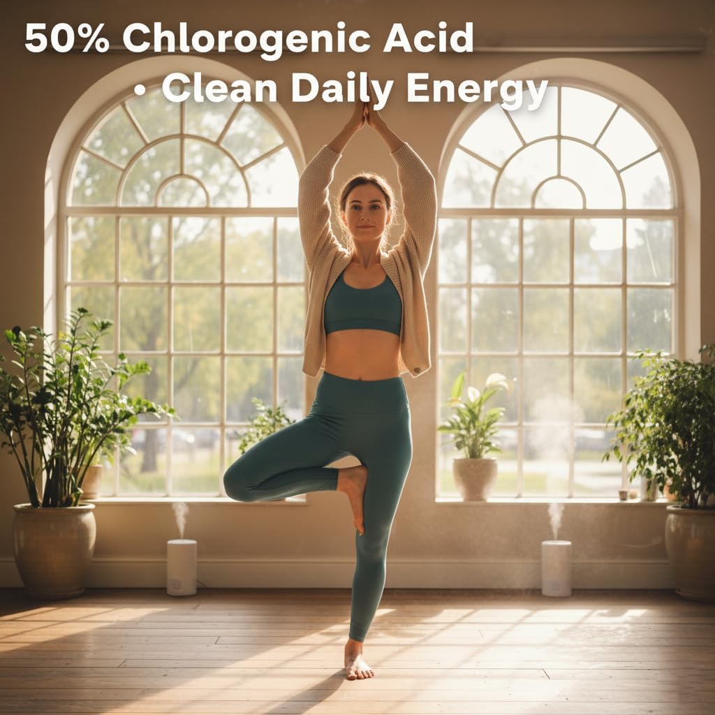 LOVITA Green Coffee Bean Extract, Standardized to 50% Chlorogenic Acids, 4:1 Concentrated for Metabolism, Natural Antioxidant & Size-Reduction Support, Plant-Based, 60 Vegan Capsules