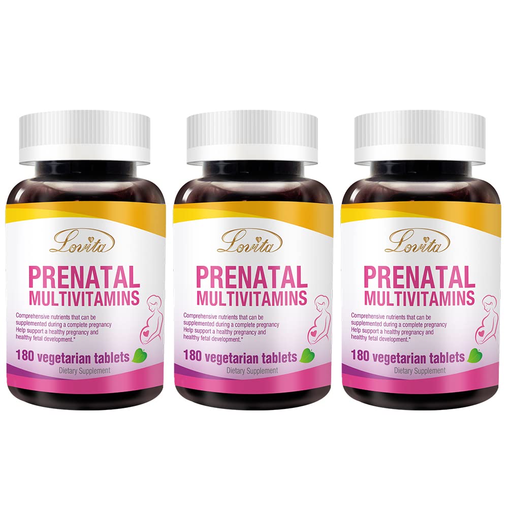 LOVITA Prenatal Multivitamins - Comprehensive Nutrient Support for Before, During, and Post-Pregnancy - 180 Vegetarian Tablets