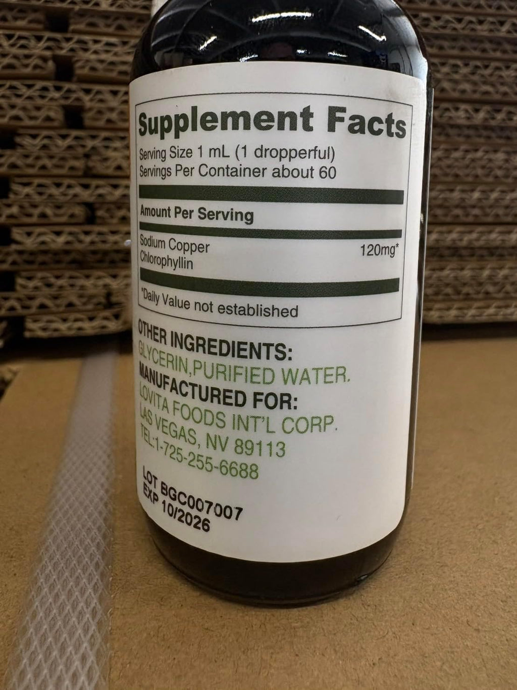 LOVITA Chlorophyll Liquid Drops, High Potency 120 mg/mL, 7,200 mg per Bottle, Natural Energy Booster & Immune Support, Internal Deodorant, Skin Health, Vegan & Non-GMO, Mint Flavor, 60 Servings 2 Oz