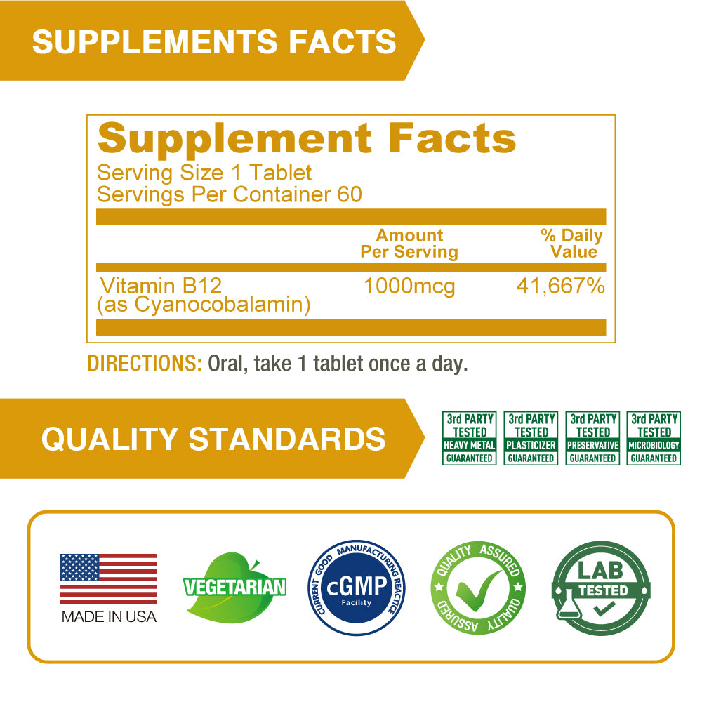 Sustained-Release Vitamin B12 1000 mcg (as Cyanocobalamin)