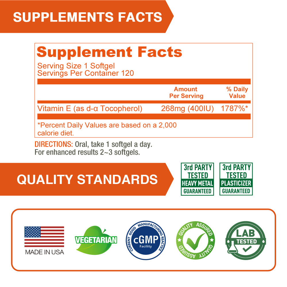 Vitamin E 400 IU 120 Vegan Softgels