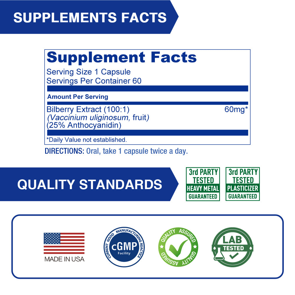 High Concentrated Bilberry Extract 60 mg